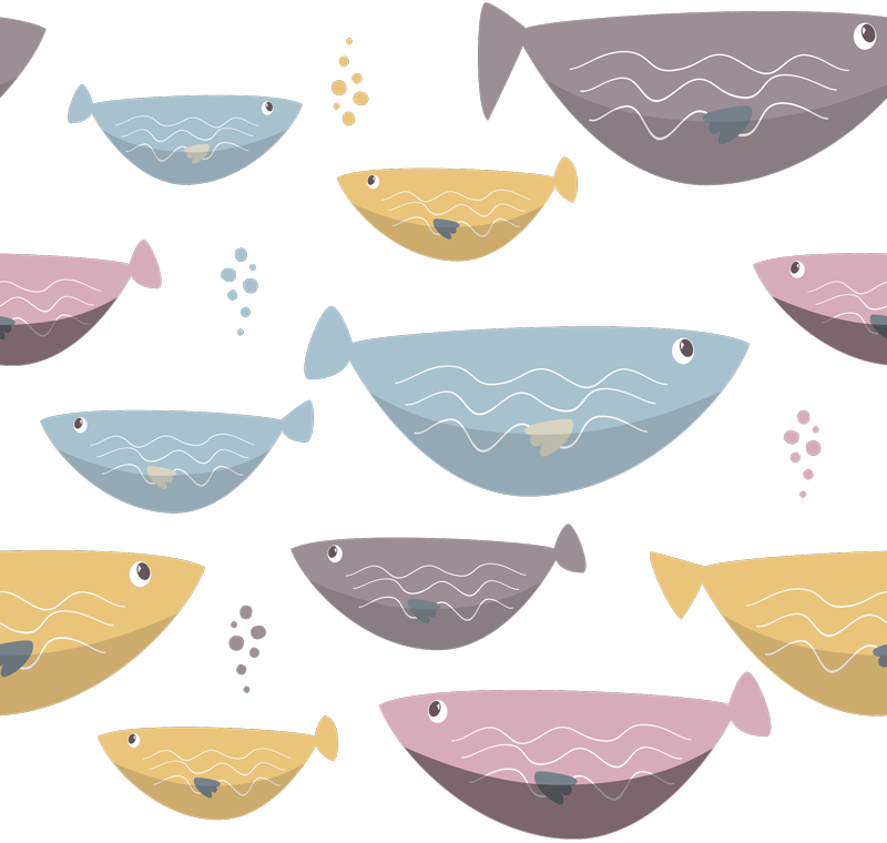 Animal mat with colorful fish for kids - TenStickers