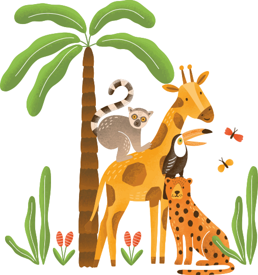Jungle animals playing animal mat - TenStickers