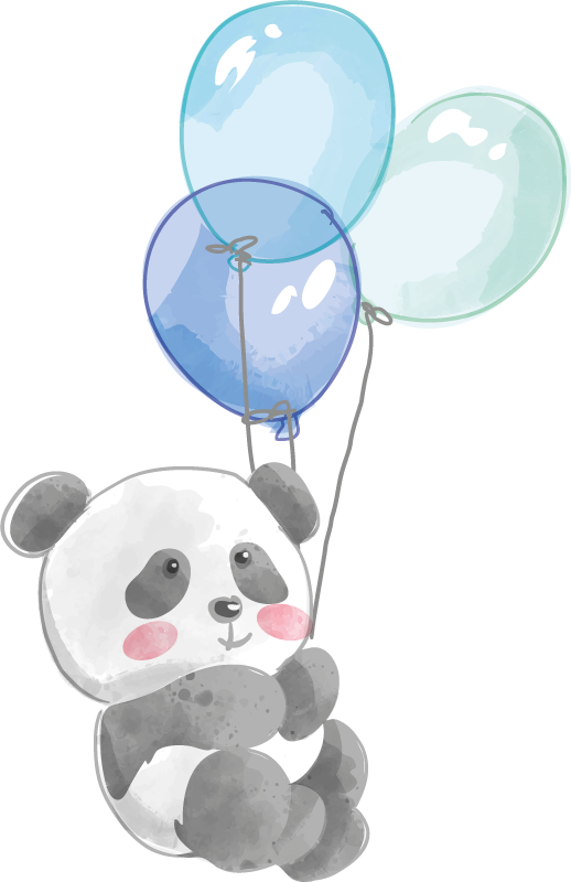 Animal mat featuring baby holding three balloons - TenStickers