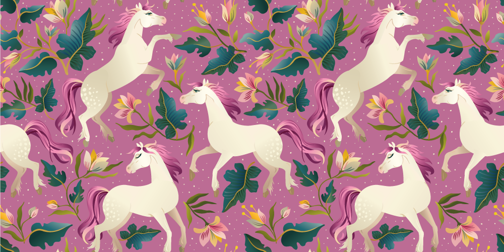 Animal mat with pink floral horse design - TenStickers