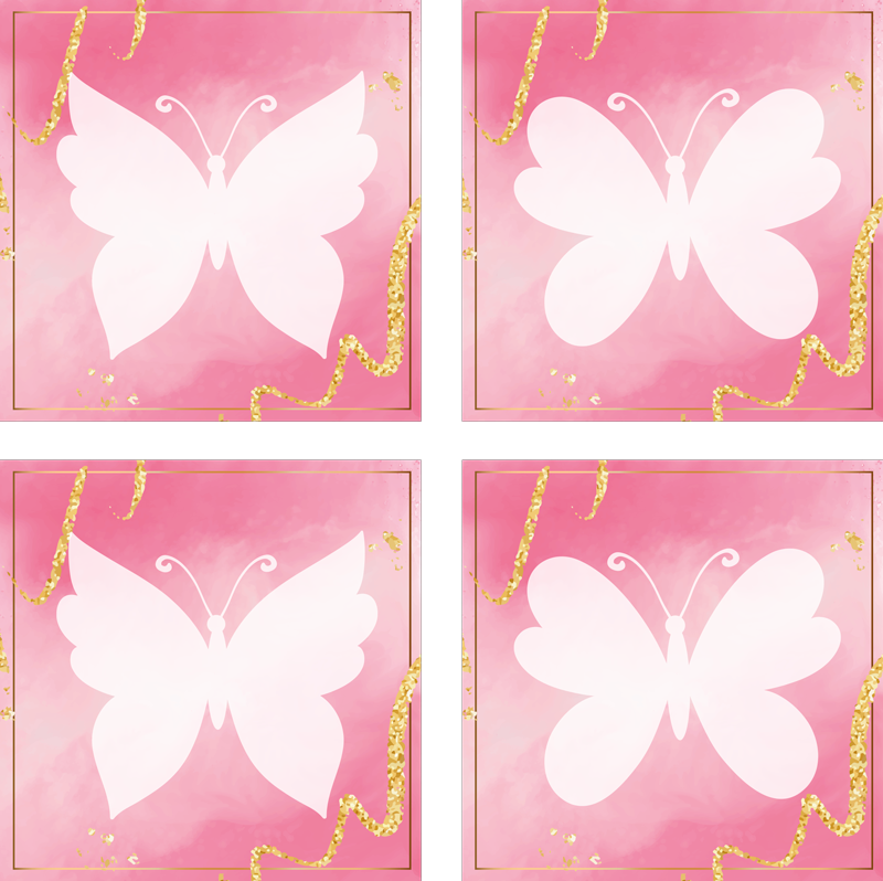 Animal mat with pink butterfly tiles - TenStickers