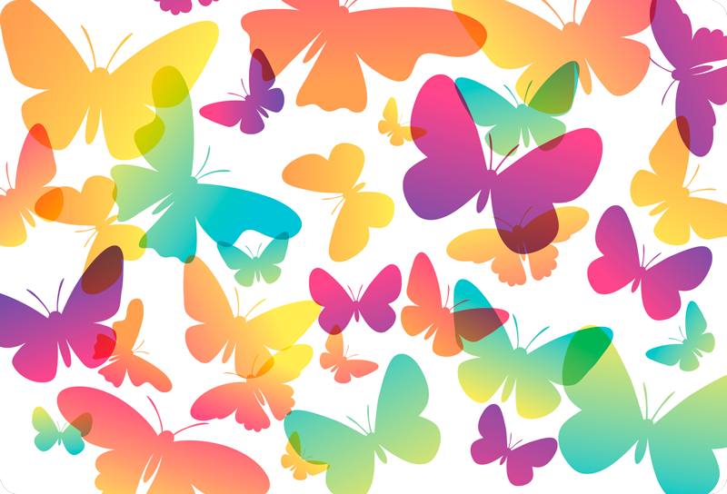 Animal mat with gradient butterflies design - TenStickers