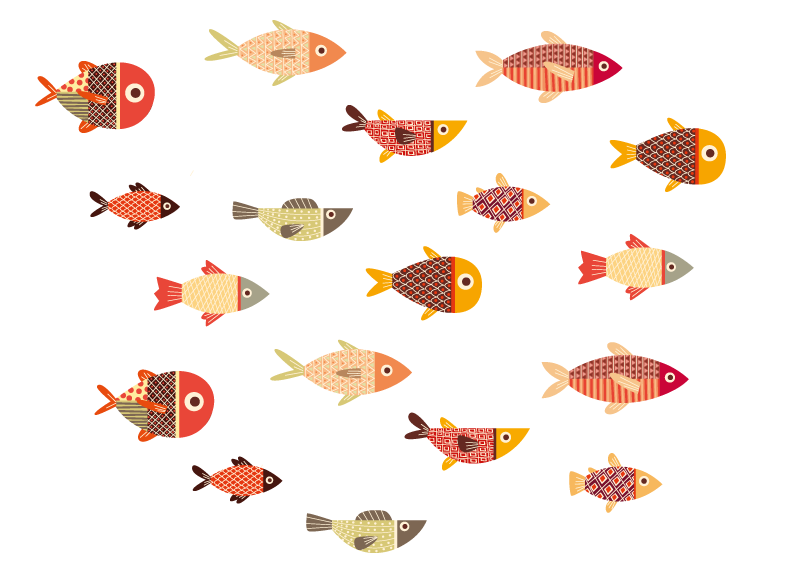 Round colourful fish animal mat - TenStickers