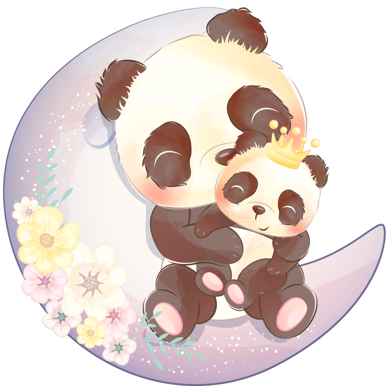 Animal mat two pandas on a moon - TenStickers