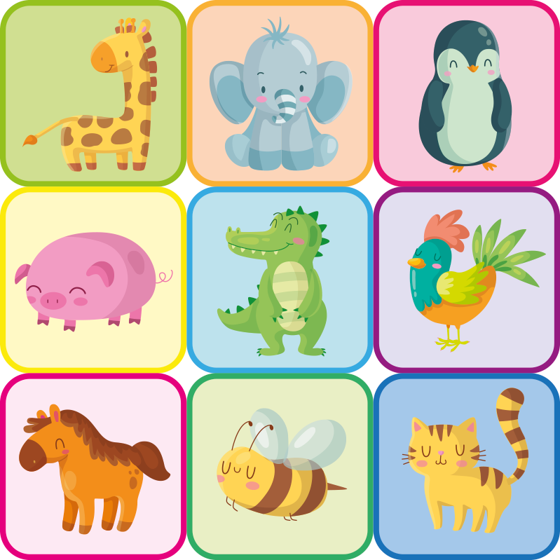 Animal mat with colorful tiles - TenStickers