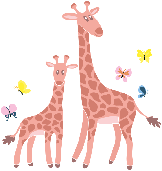 Animal mat parent and child butterfly giraffe - TenStickers