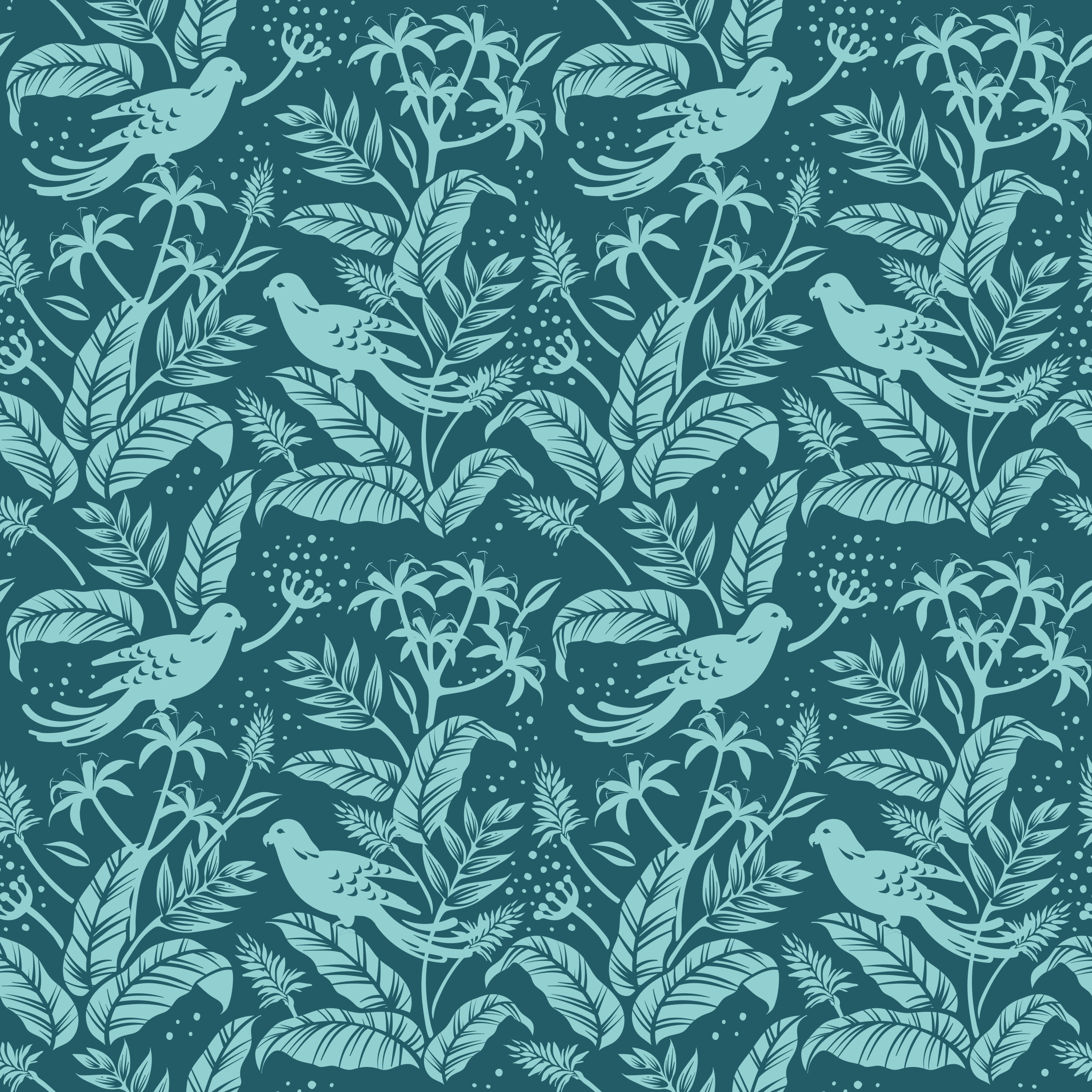 Animal mat with turquoise flying birds design - TenStickers