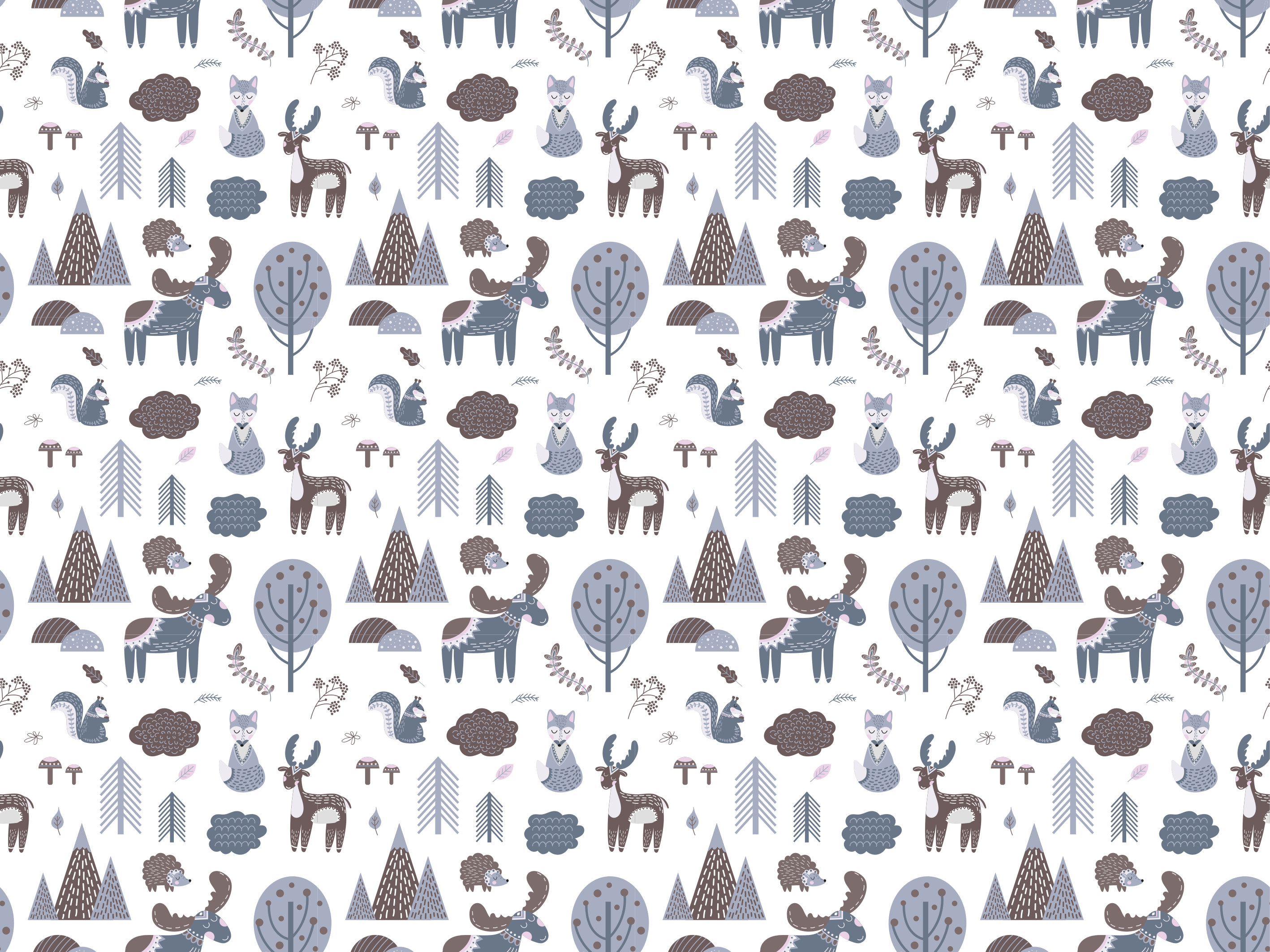 Animal mat with nordic grey animals design - TenStickers