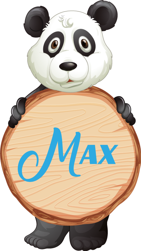 Panda with name animal mat - TenStickers