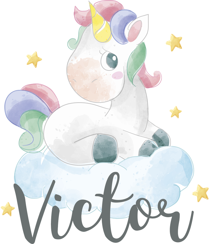 Watercolour unicorn with clouds animal mat - TenStickers