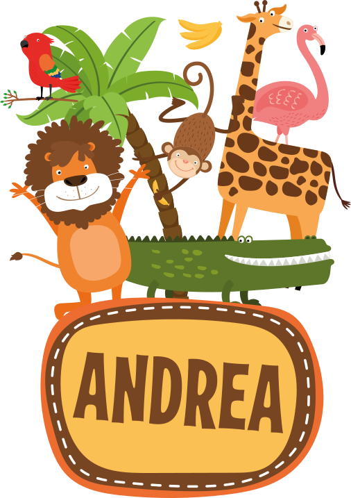 Animal mat jungle tree animals with names - TenStickers