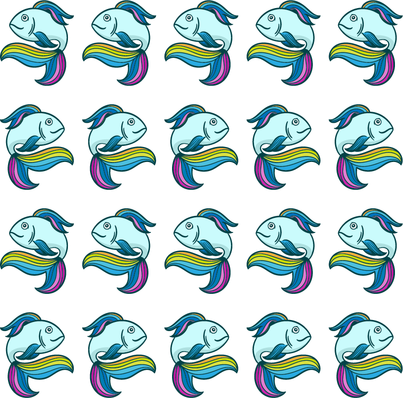 Animal mat blue neon fish - TenStickers