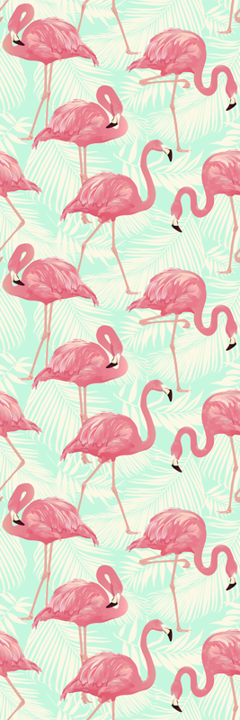 Animal mat with drawn pink flamingos - TenStickers