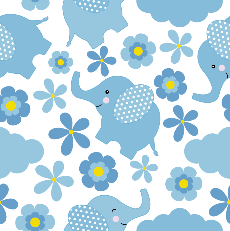 Animal mat blue baby elephants - TenStickers