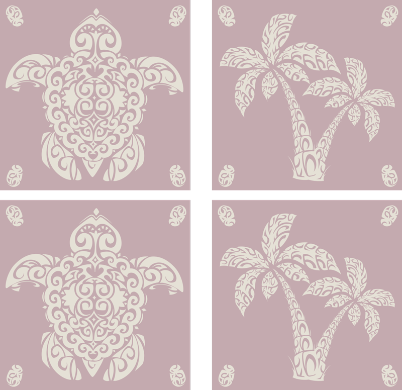 Animal mat hawaiian turtle and palm design - TenStickers