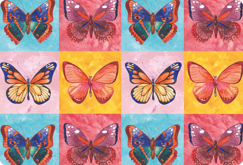 Animal mat with colorful butterflies design - TenStickers