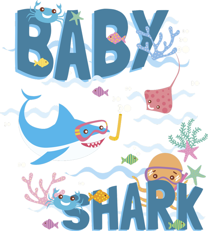 Baby blue shark animal mat - TenStickers