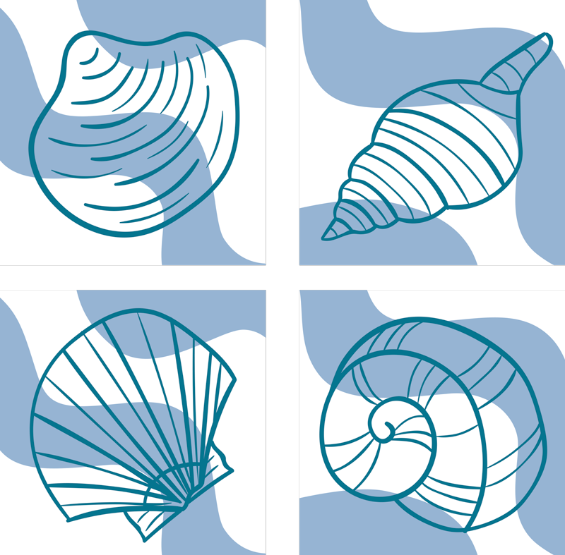 Animal mat with seashell patterns - TenStickers