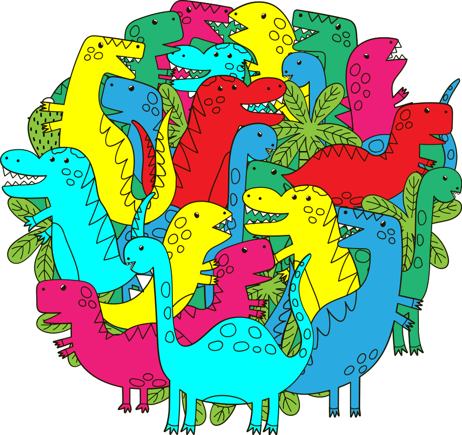 Animal mat round colorful dinosaur for kids - TenStickers