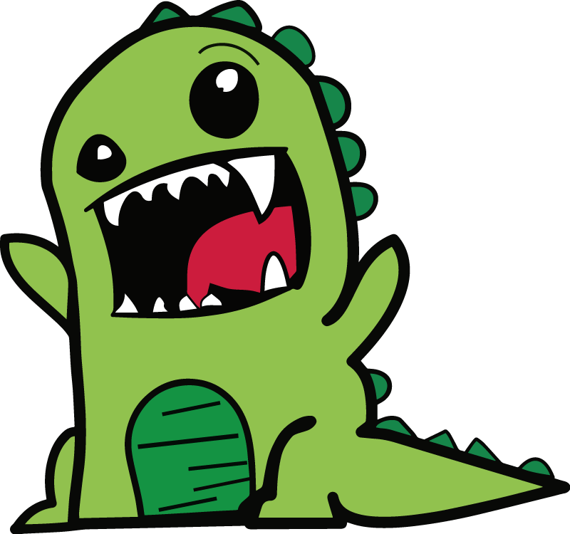 Animal mat green dinosaur doodle scary - TenStickers