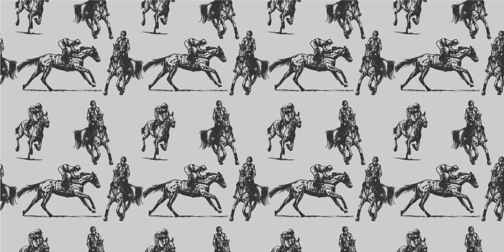 Gray western horses animal mat - TenStickers