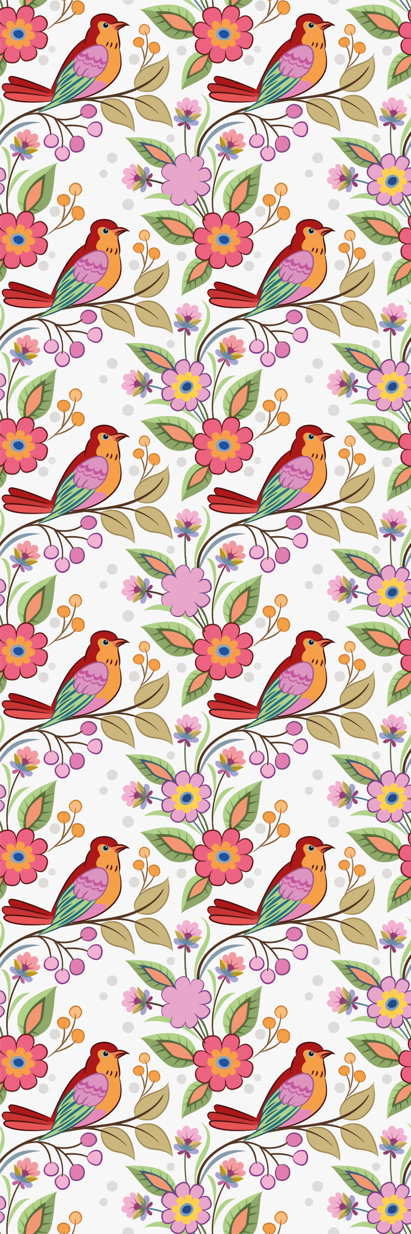 Animal mat with red and orange birds design - TenStickers