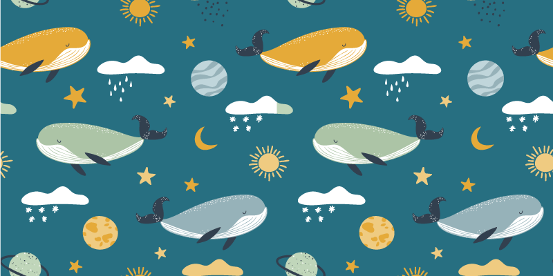 Trendy whale pattern animal mat - TenStickers