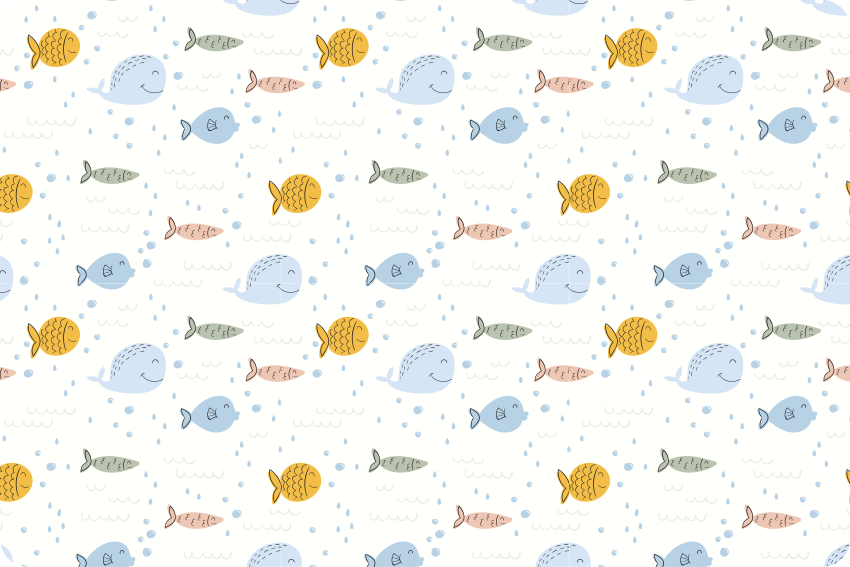 Animal mat cartoon multicolor fish - TenStickers