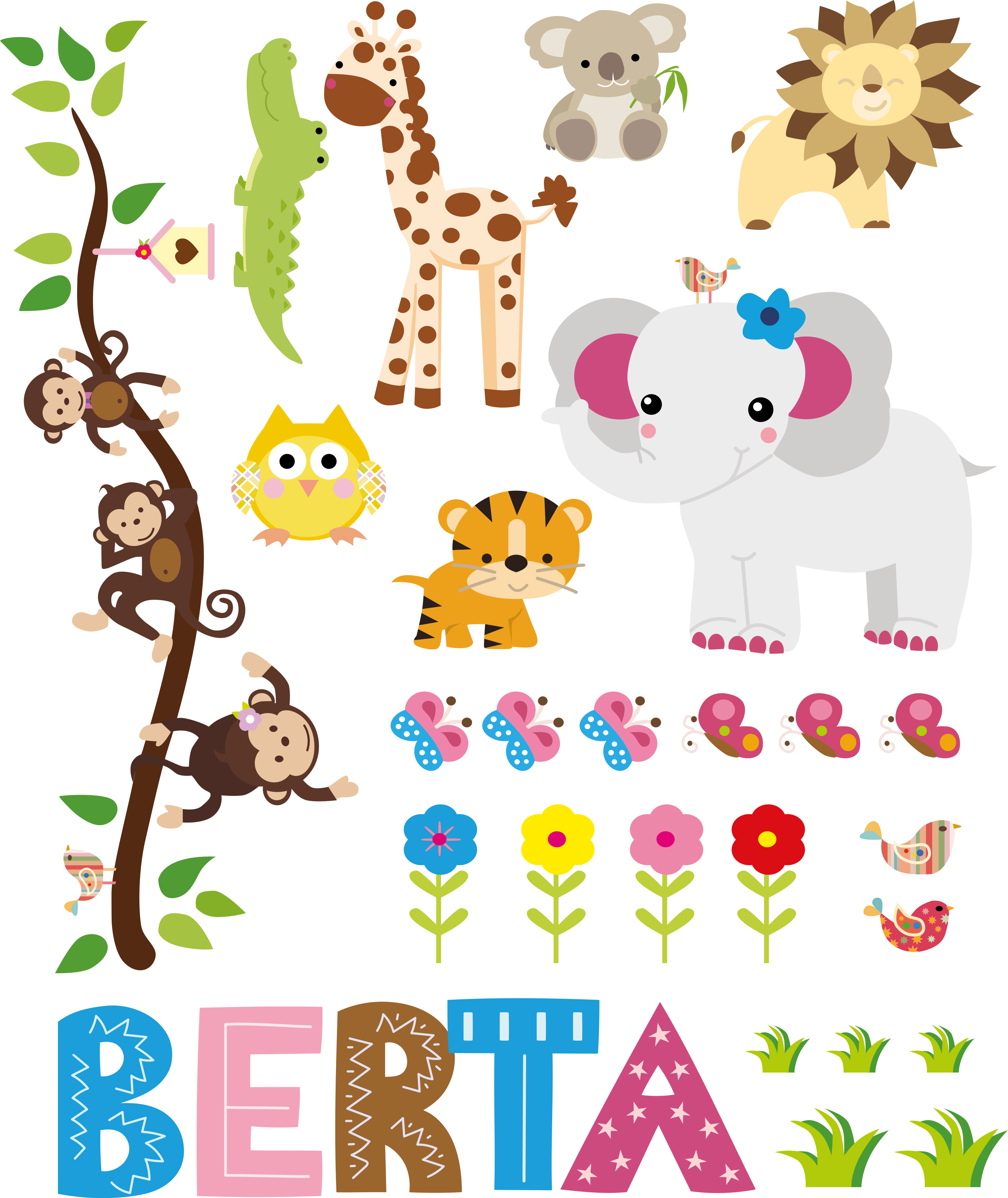 Animal mat jungle tree personalized design - TenStickers