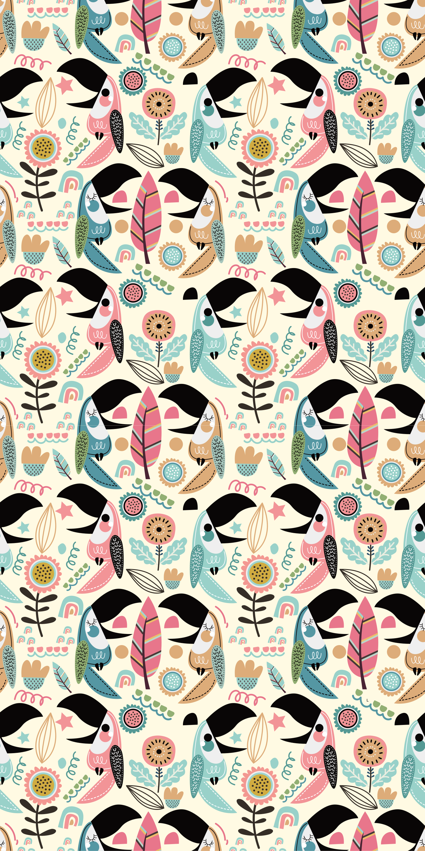 Animal mat in blue nordic pastel leaves - TenStickers