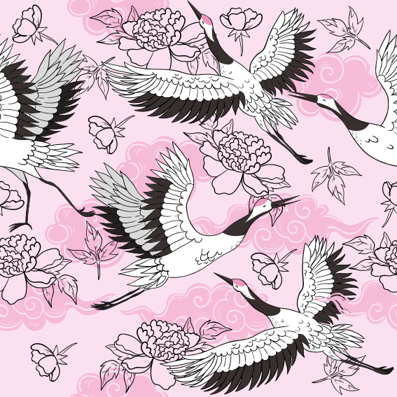 Animal mat wild birds modern pink pattern - TenStickers
