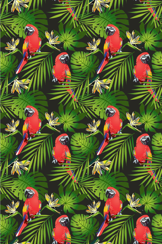 Animal mat with colorful parrots on gray background - TenStickers