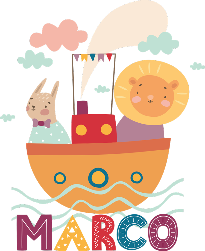 Animal mat with animals on a boat design - TenStickers
