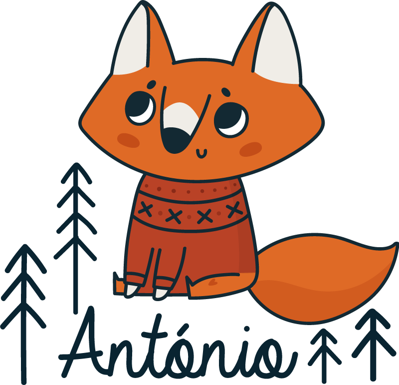 Animal mat nordic fox personalized - TenStickers