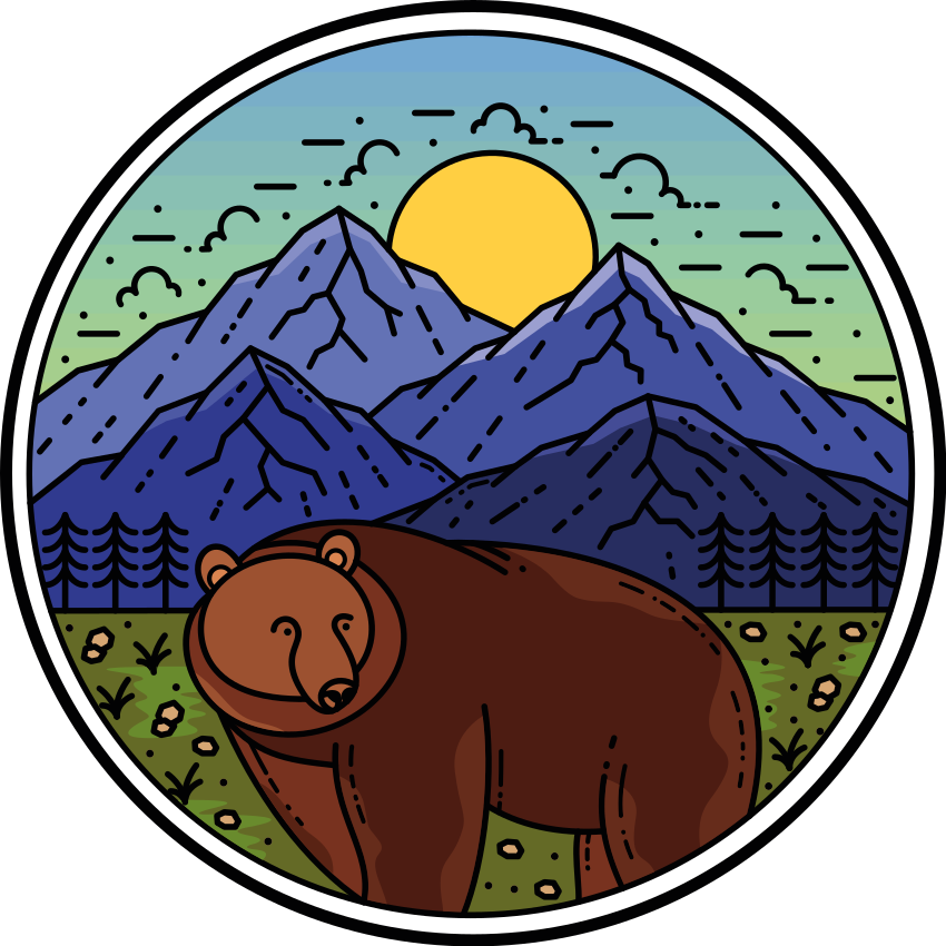 Animal mat mountain bear circle - TenStickers