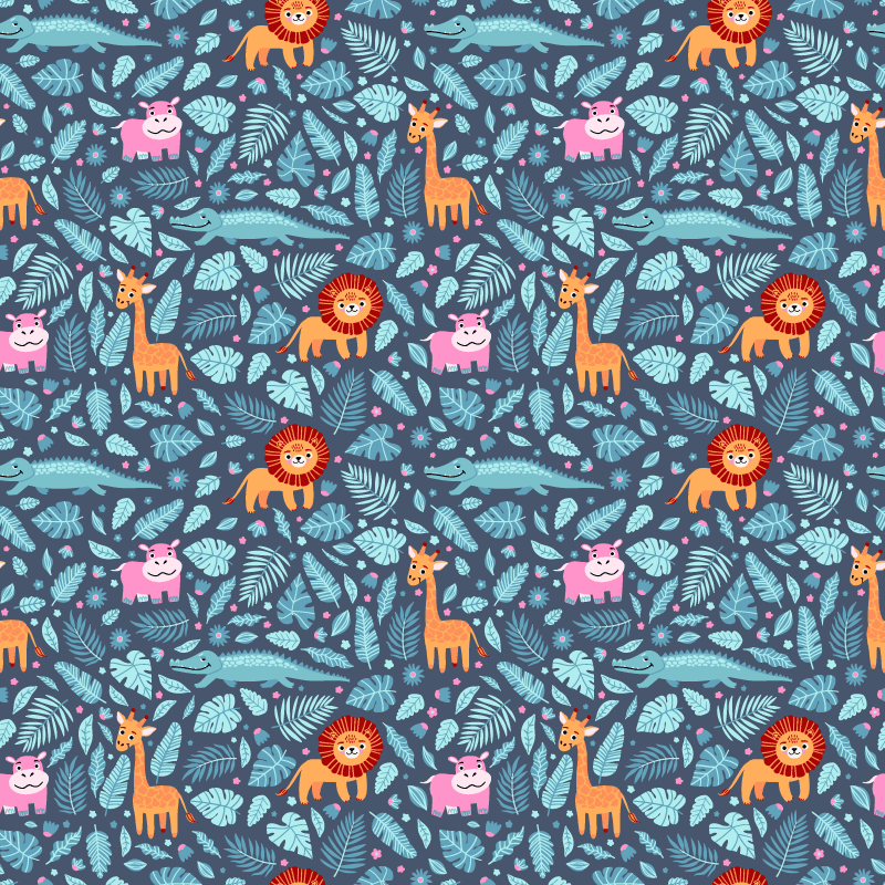Animal mat with various jungle animals design - TenStickers