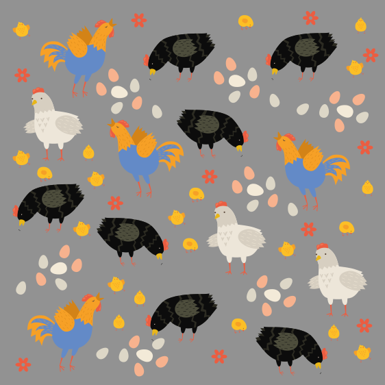 Animal mat with chickens in the pen design - TenStickers