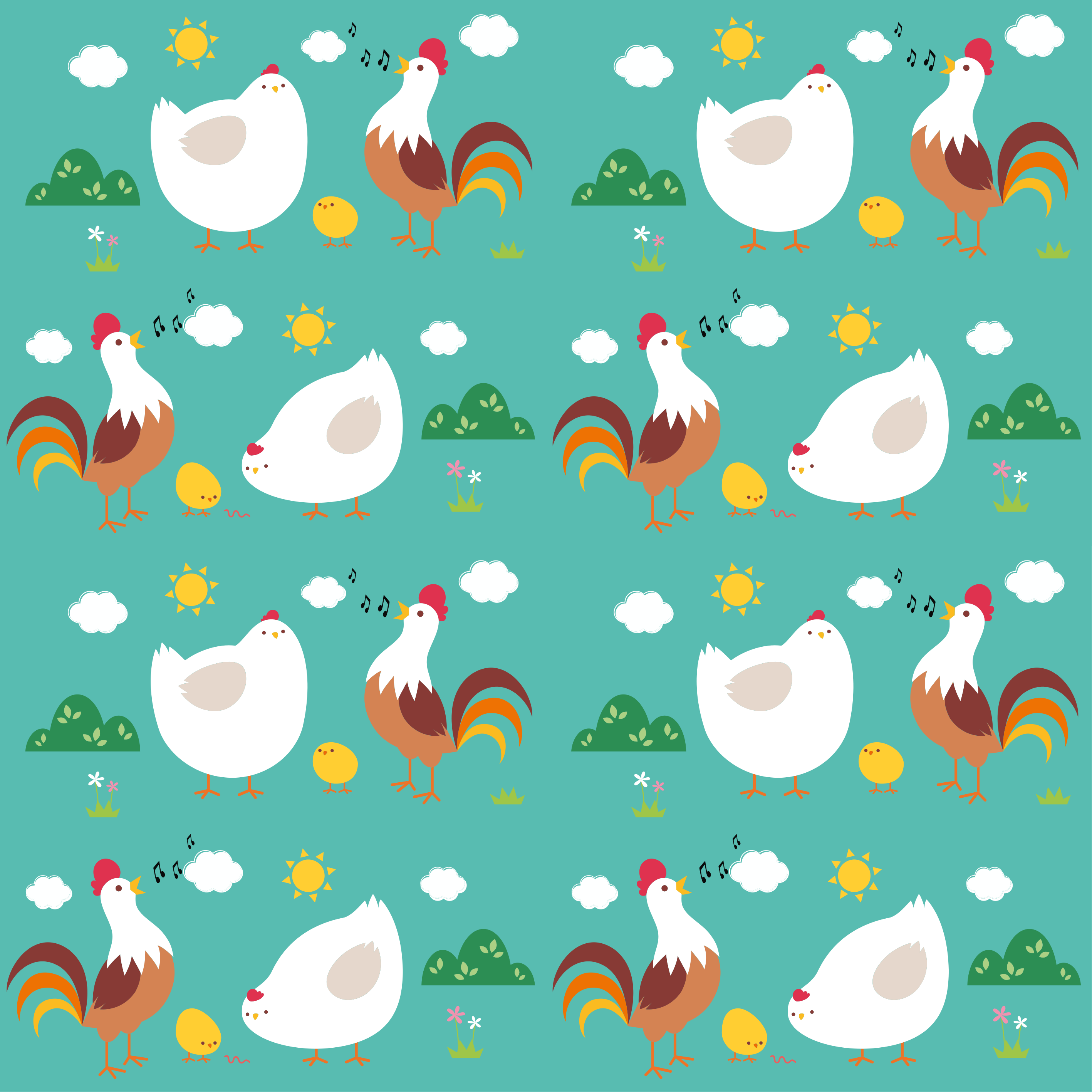 Animal mat with singing rooster design - TenStickers
