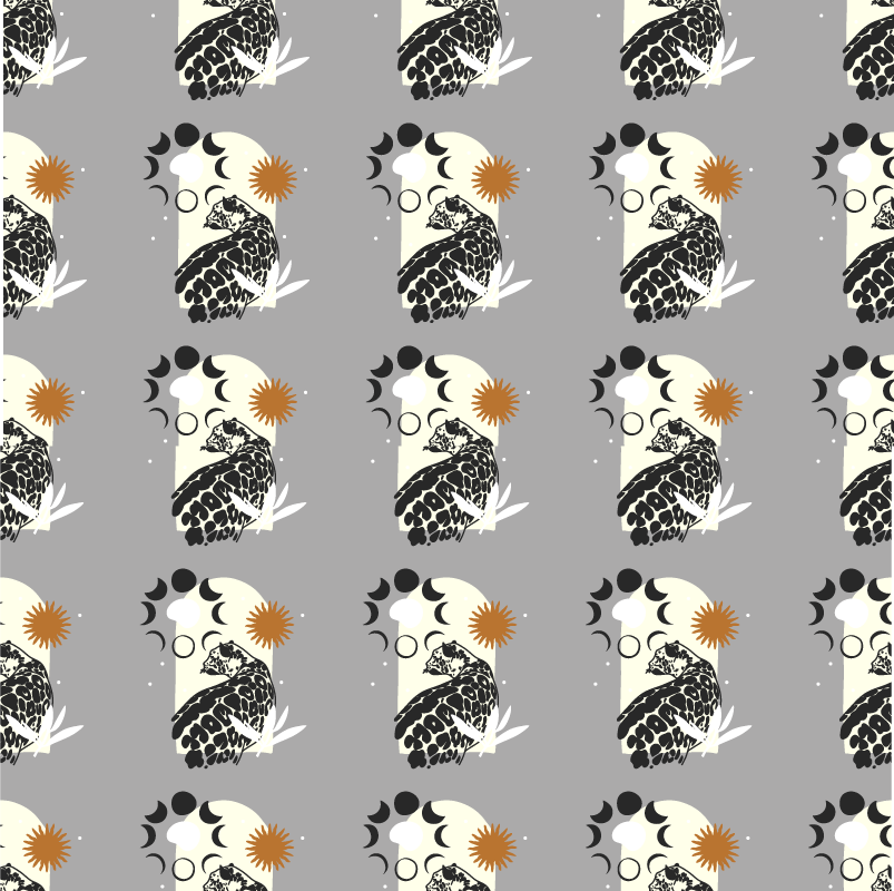 Animal mat black leopard under moon design - TenStickers