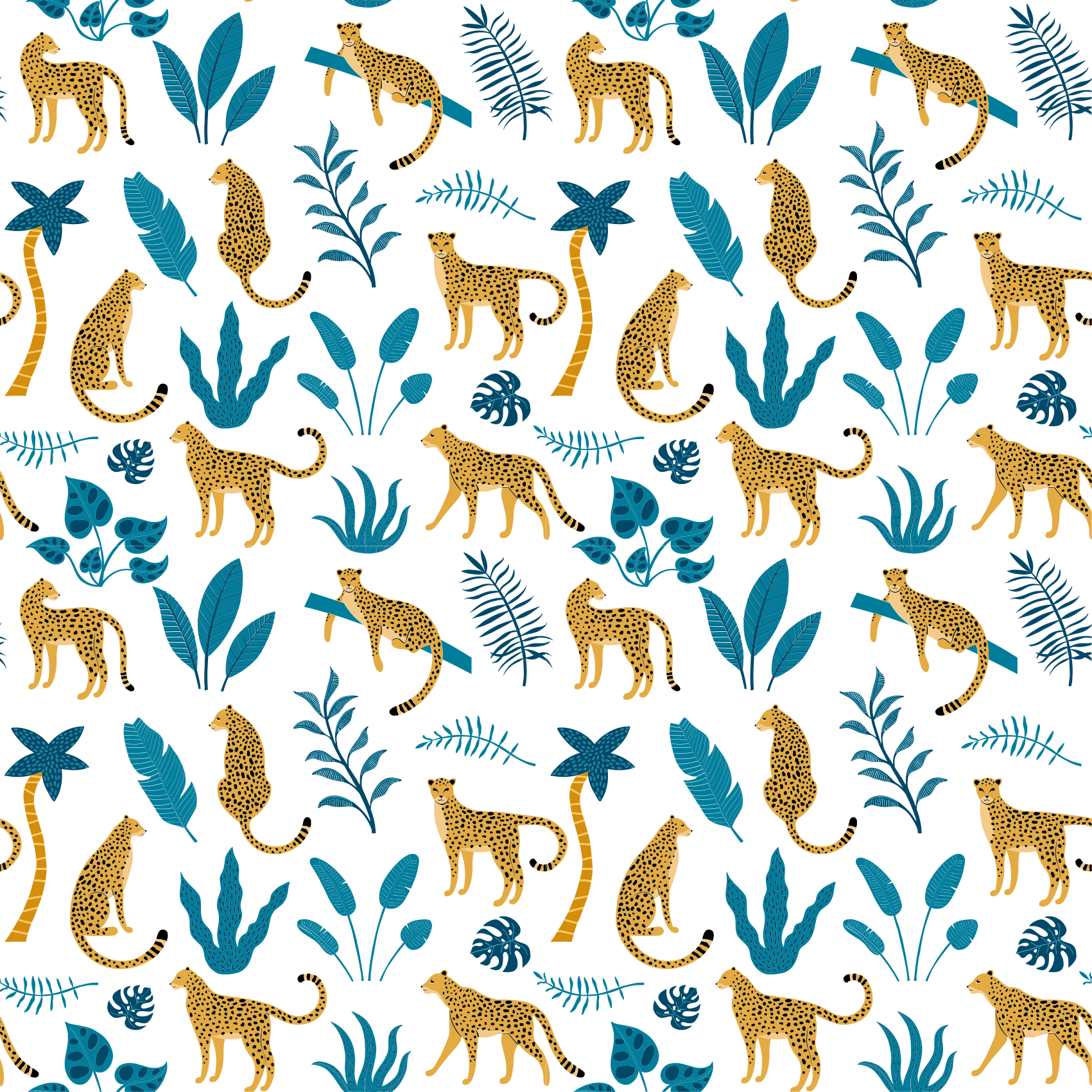 Animal mat with botanical and leopard design - TenStickers