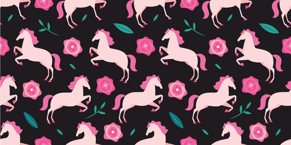 Animal mat with floral horse designs - TenStickers