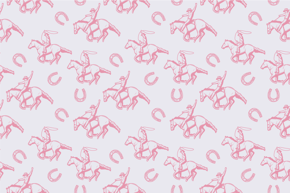 Pink cowboy horse pattern animal mat - TenStickers