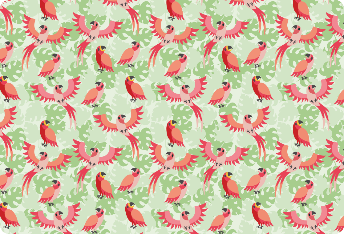Animal mat with red birds on green leaves - TenStickers