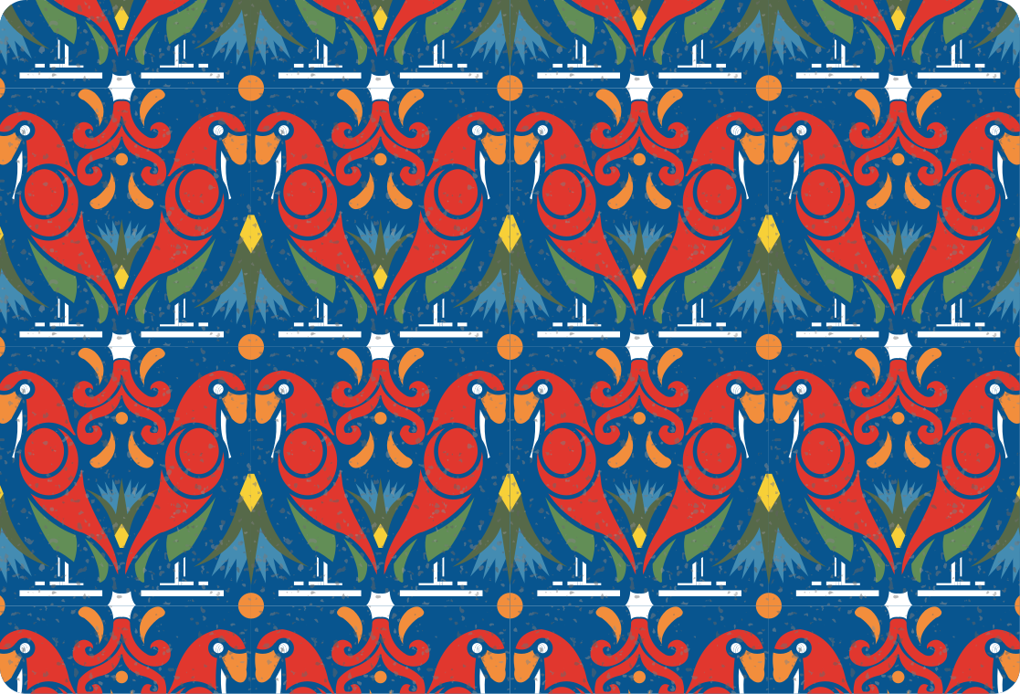 Floral design on blue background animal mat - TenStickers