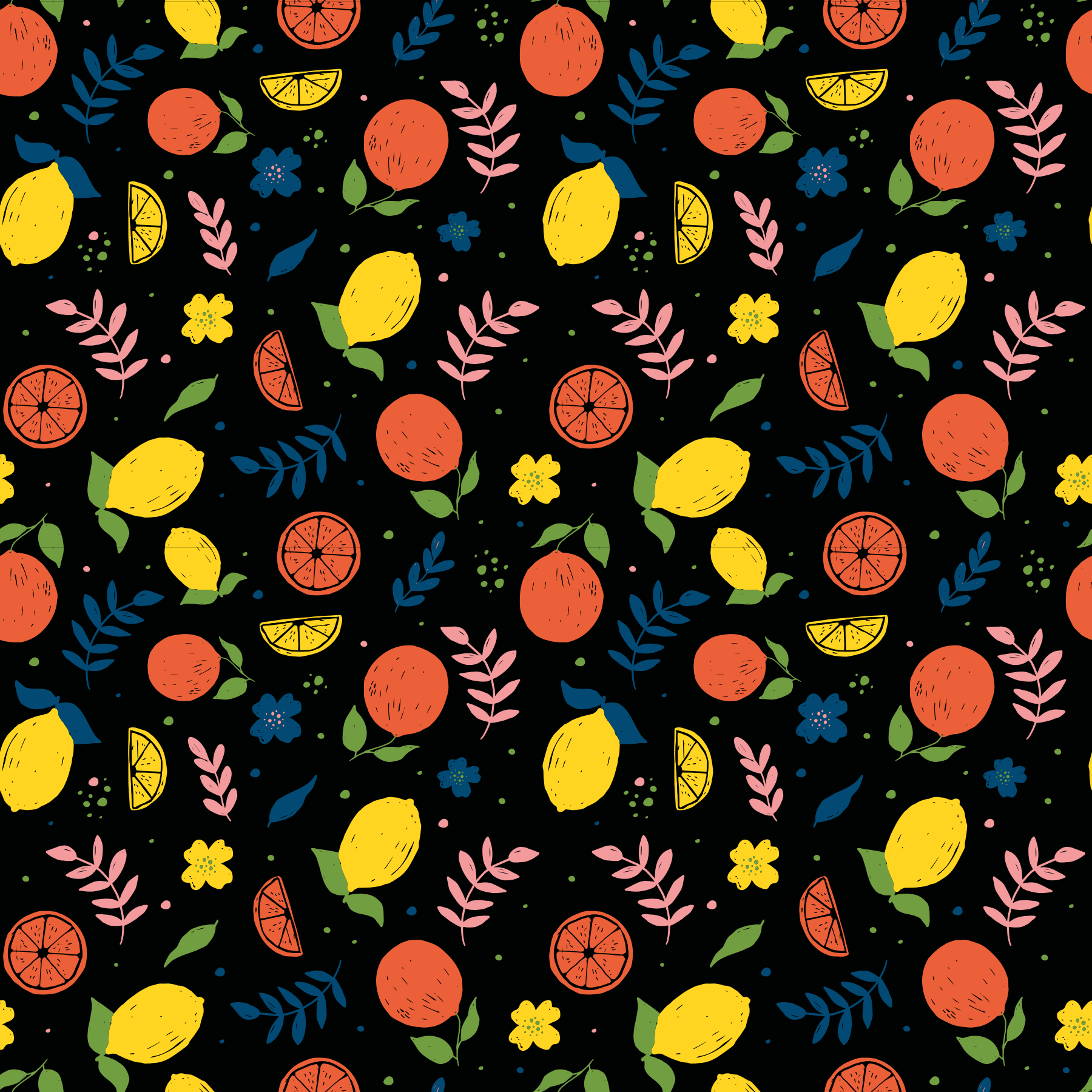 Citrus fruits with leaves animal mat - TenStickers