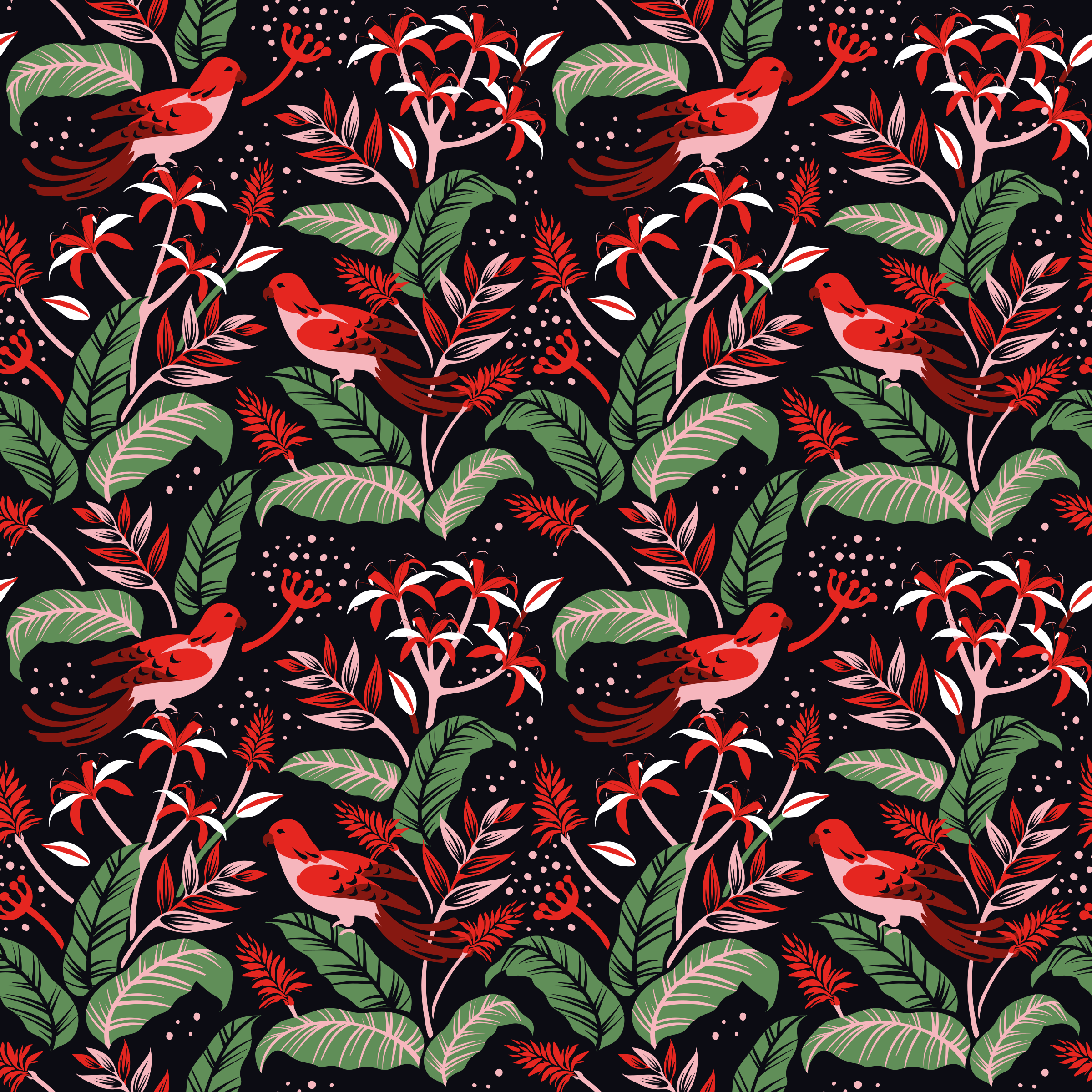 Animal mat with red and pink leaves pattern - TenStickers