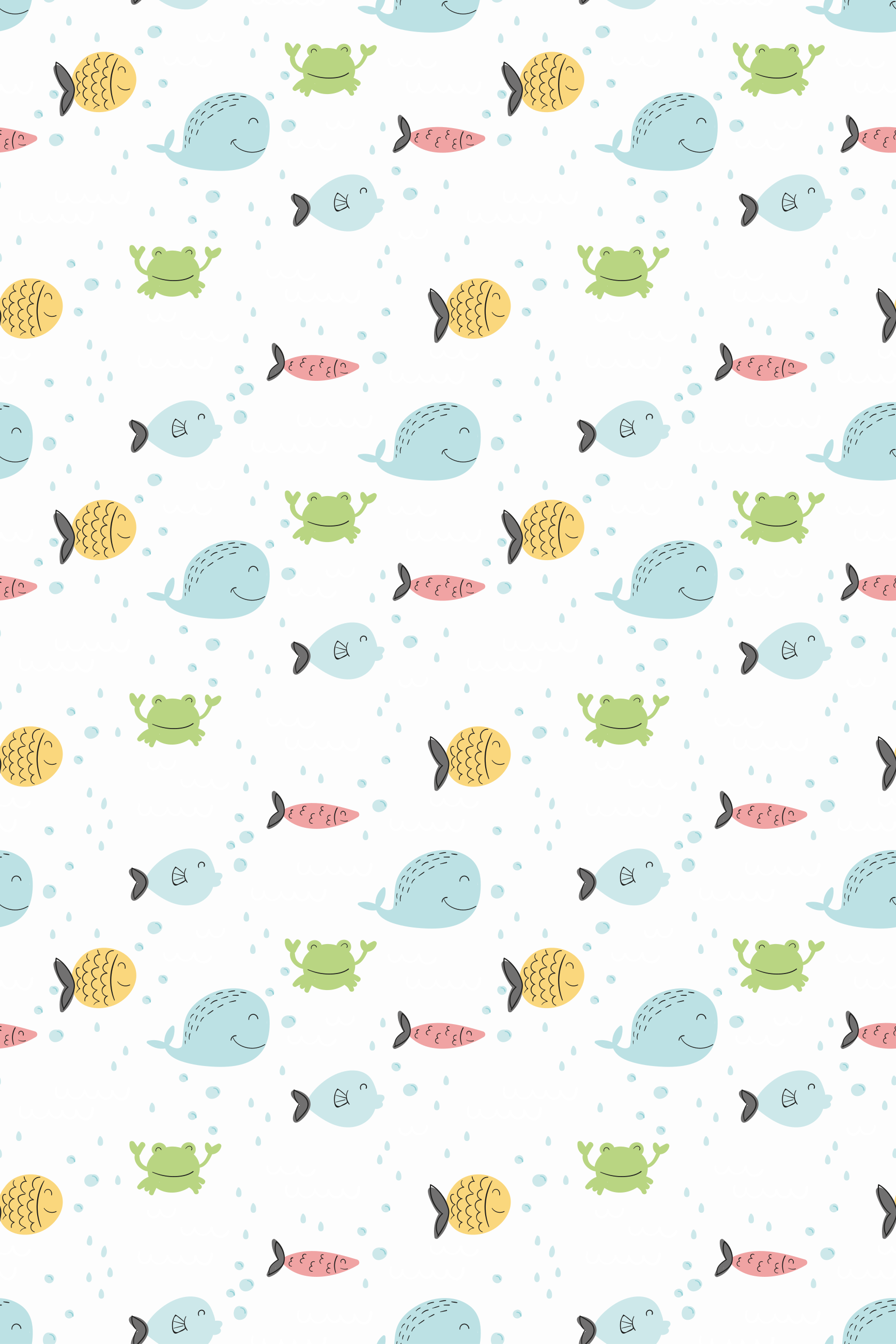 Animal mat with colorful fish on white background - TenStickers