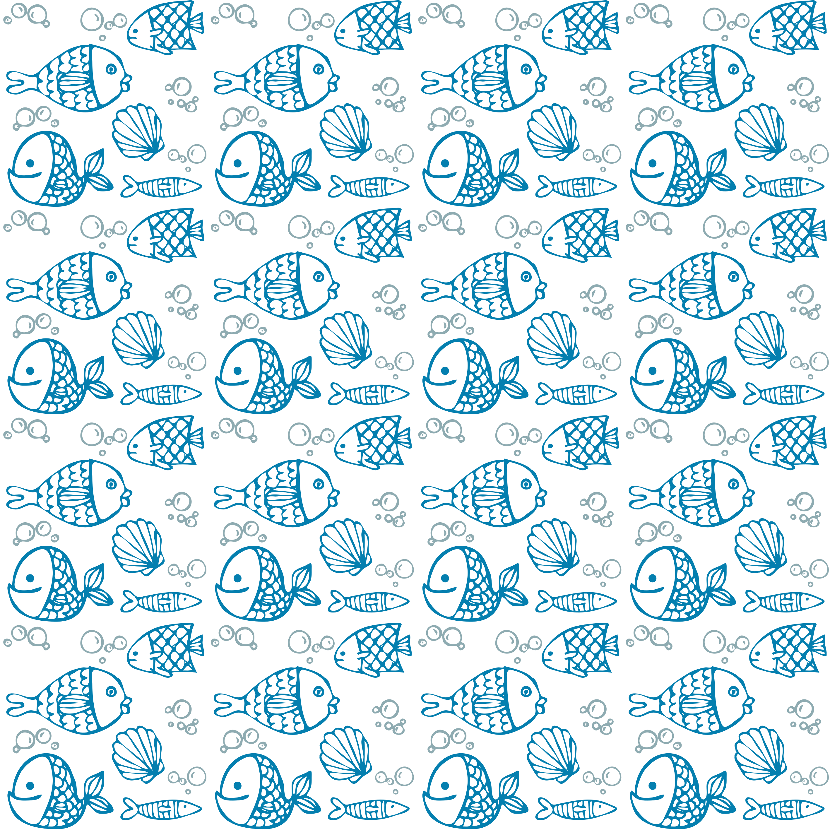 Animal mat drawn blue fishes - TenStickers