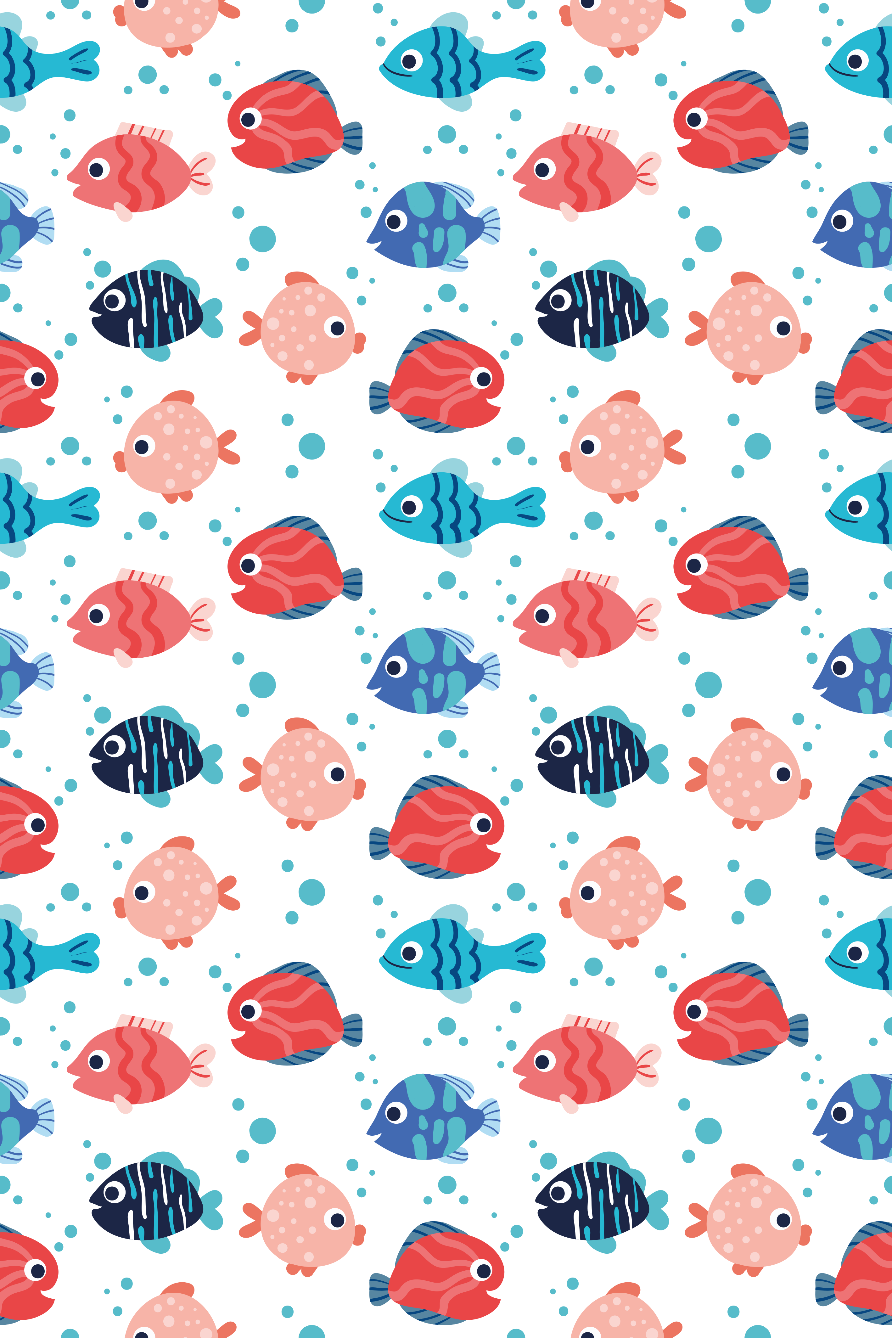Animal mat with pink and blue fish design - TenStickers