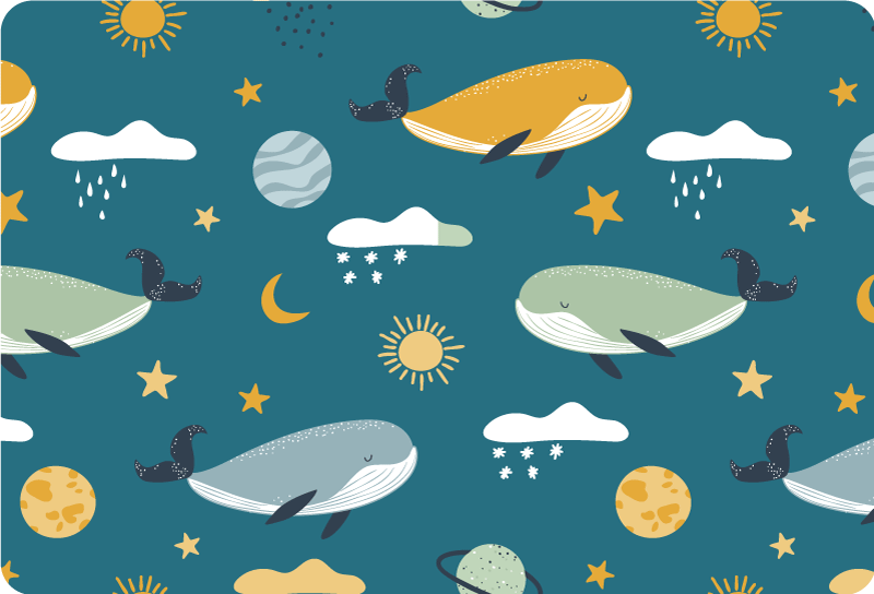 Trendy whale pattern animal mat - TenStickers